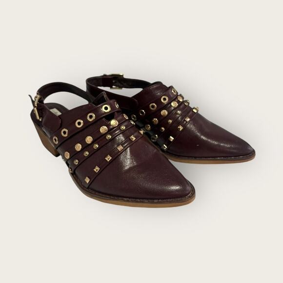 Vintage Havana Kira Deep Brown Sling-back Leather Shoes Booties 10 - Picture 2 of 11